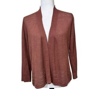 Nanette Lepore NWT Linen Lightweight Brown Open Front Cardigan Sweater Size XL
